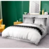 Pościel bawełniana popielato czarno biała 220x200 Glamour Ombre