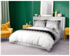 Pościel bawełniana popielato czarno biała 220x200 Glamour Ombre