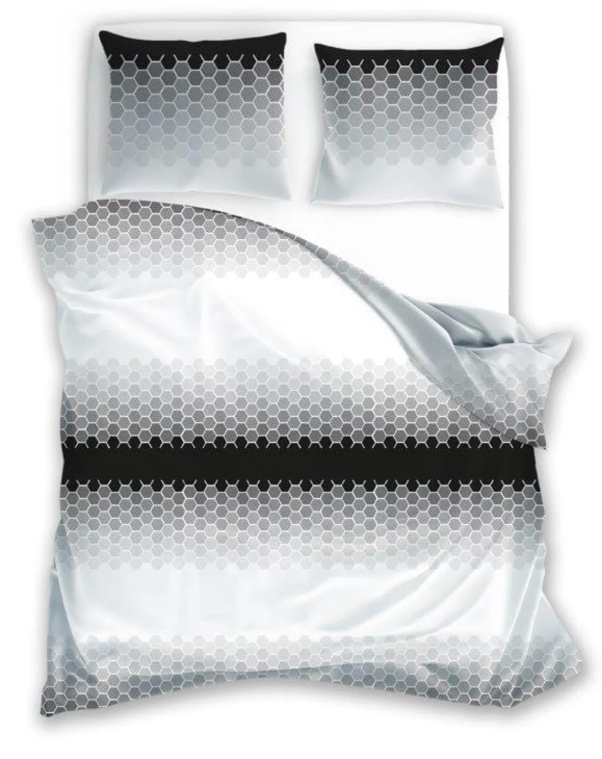 Pościel bawełniana popielato czarno biała 220x200 Glamour Ombre