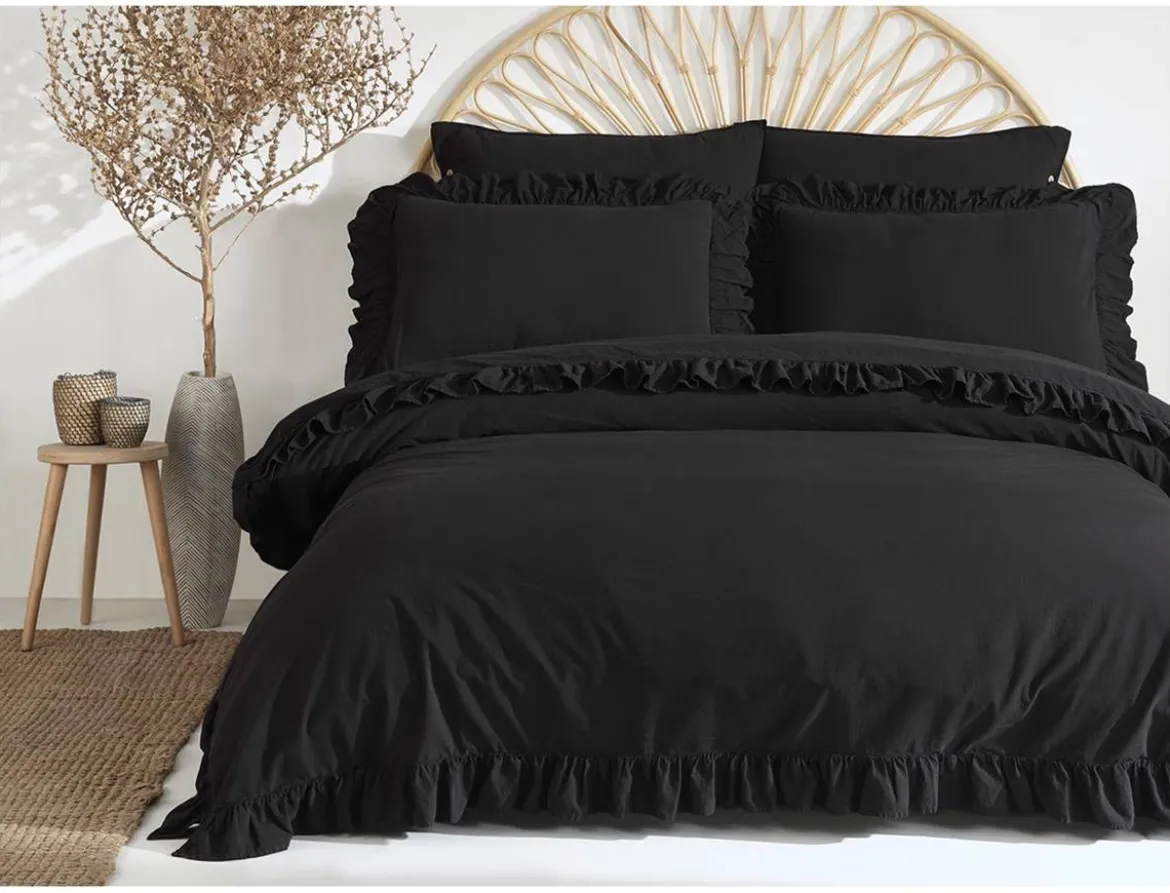 Pościel bawełniana 160x200 Black Stonewashed