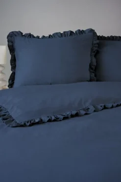 Pościel bawełniana 220x200 Denim z falbaną