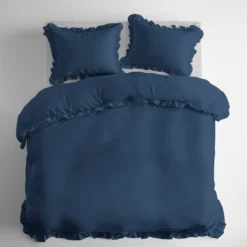 Pościel bawełniana 160x200 Denim z falbaną