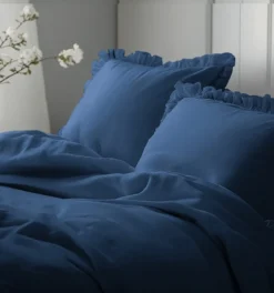 Pościel bawełniana 160x200 Denim z falbaną