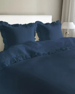 Pościel bawełniana 160x200 Denim z falbaną