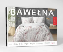 Pościel bawełniana 100% 220x200 motyw pudrowo różowych traw i kłosów