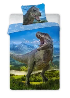 Pościel bawełniana 160x200 T-REX niebieski