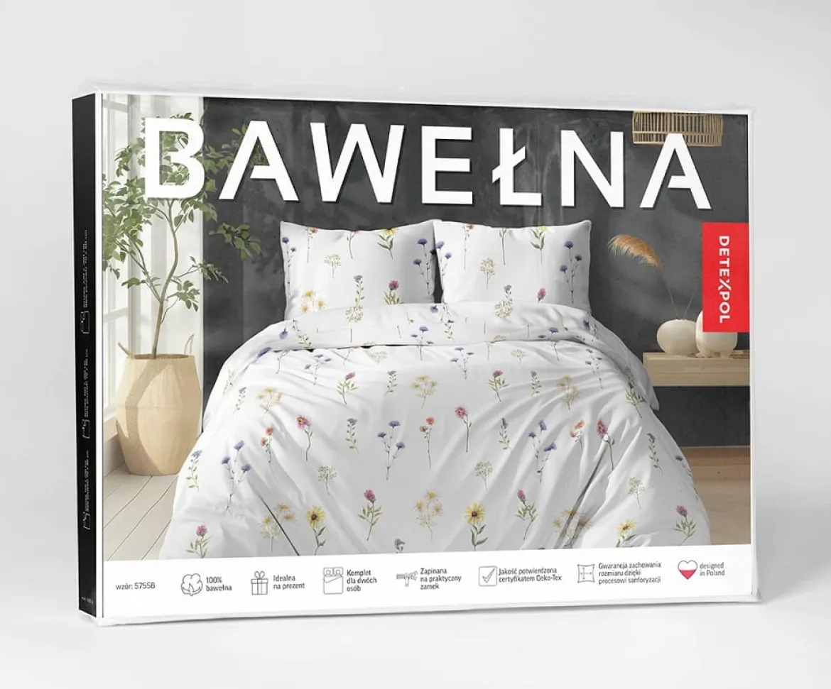Pościel bawełniana 100% 160x200 w kwiaty polne