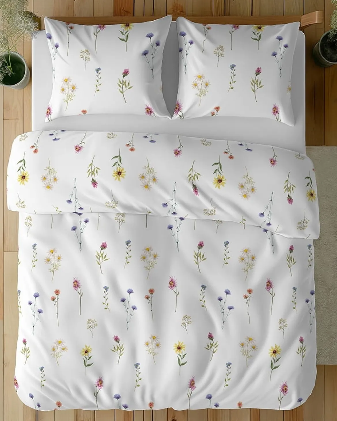 Pościel bawełniana 100% 180x200 w kwiaty polne
