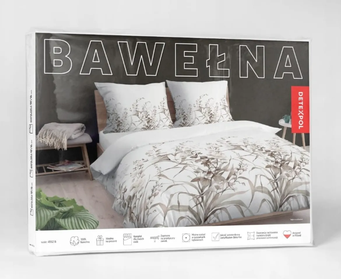 Pościel bawełniana 100% 220x200 wzór botaniczny
