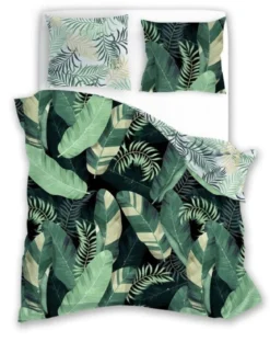 Pościel bawełniana zielona Trendy 220x200 liście