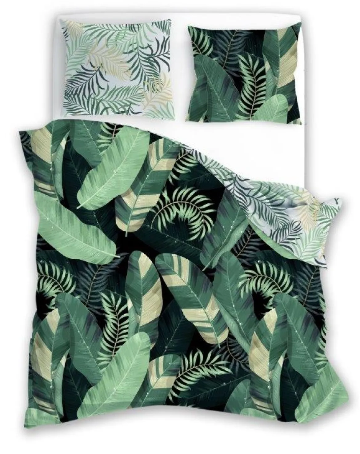 Pościel bawełniana zielona Trendy 160x200 liście