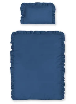 Pościel dziecięca bawełniana 90x120 Granatowa Falbana