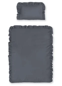 Pościel dziecięca bawełniana 100x135 Grafitowa Falbana