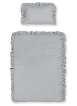 Pościel dziecięca bawełniana 90x120 Jasno Szara Falbana