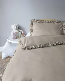 Pościel dziecięca bawełniana 90x120 Taupe Falbana