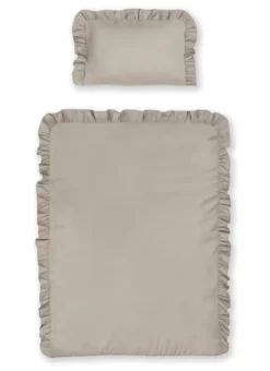 Pościel dziecięca bawełniana 100x135 Taupe Falbana