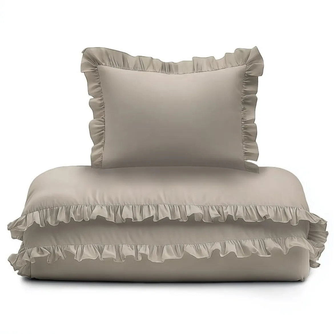 Pościel dziecięca bawełniana 100x135 Taupe Falbana