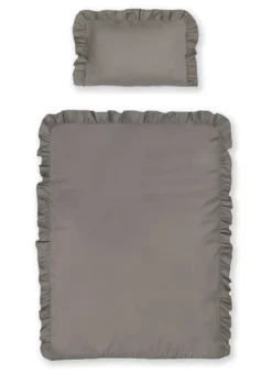 Pościel dziecięca bawełniana 100x135 Warm Grey Falbana