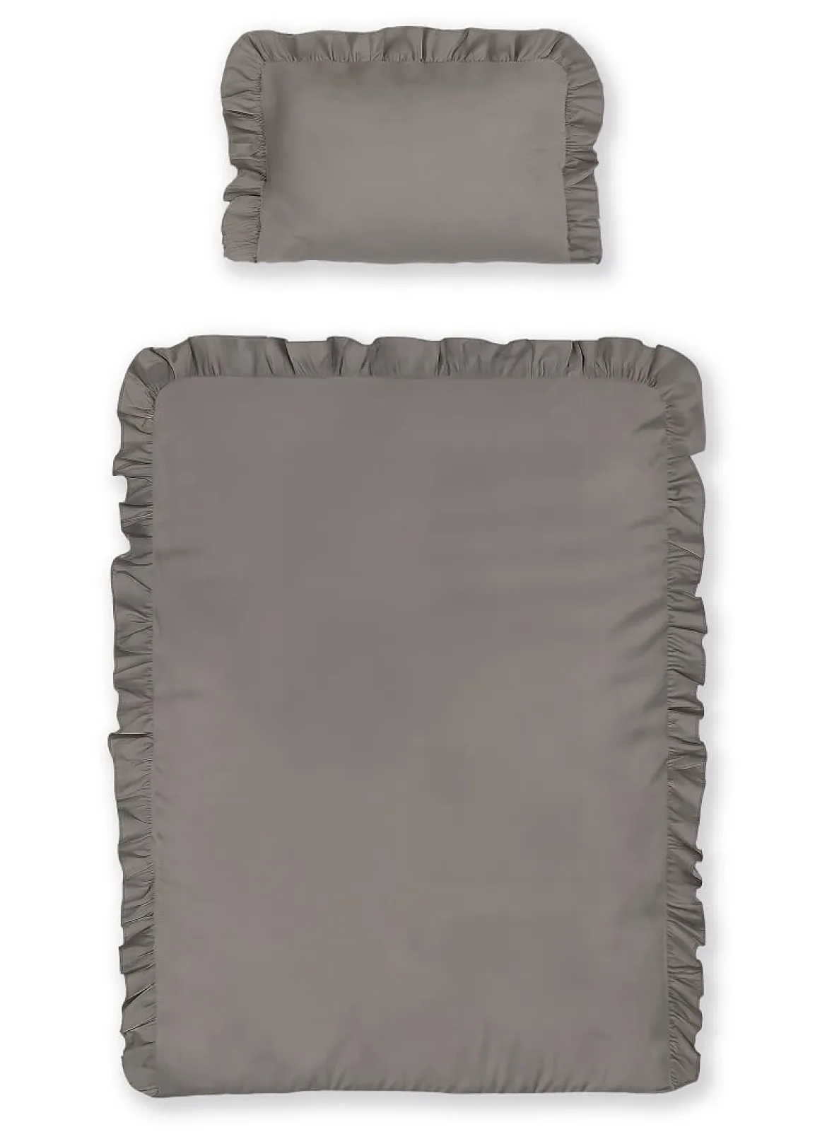 Pościel dziecięca bawełniana 100x135 Warm Grey Falbana