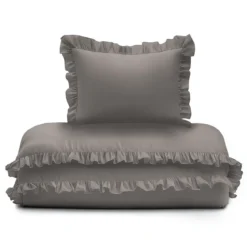 Pościel dziecięca bawełniana 100x135 Warm Grey Falbana
