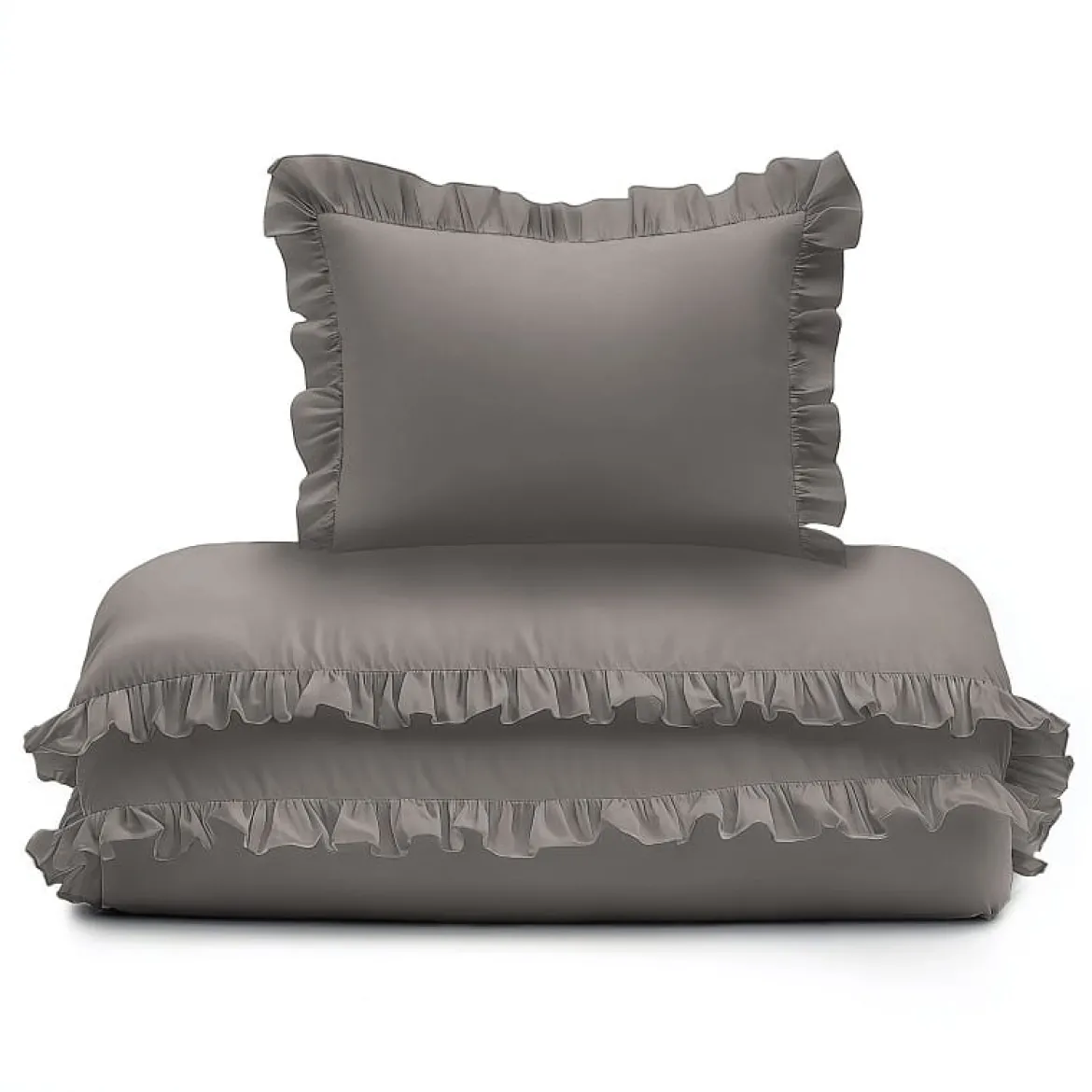 Pościel dziecięca bawełniana 100x135 Warm Grey Falbana