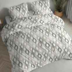 Pościel flanelowa szałwiowa beżowa 160x200 w nowoczesny wzór