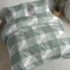Pościel flanelowa szałwiowa 160x200 krata i okręgi