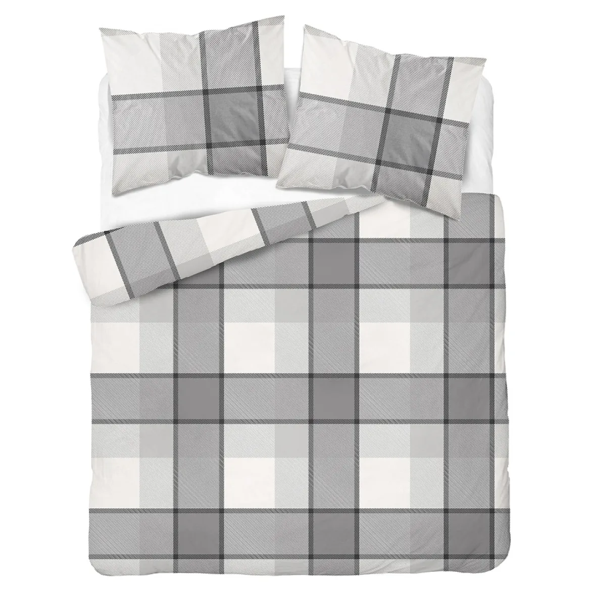 Pościel flanelowa w odcieniach szarości 220x200 krata