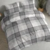 Pościel flanelowa w odcieniach szarości 160x200 krata