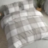 Pościel flanelowa 220x200 beżowa krata