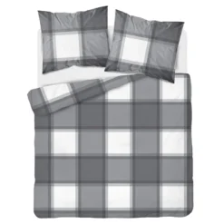 Pościel flanelowa 220x200 szara krata