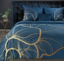 Pościel hiszpańska bawełniana granatowo złota 160x200 Premium