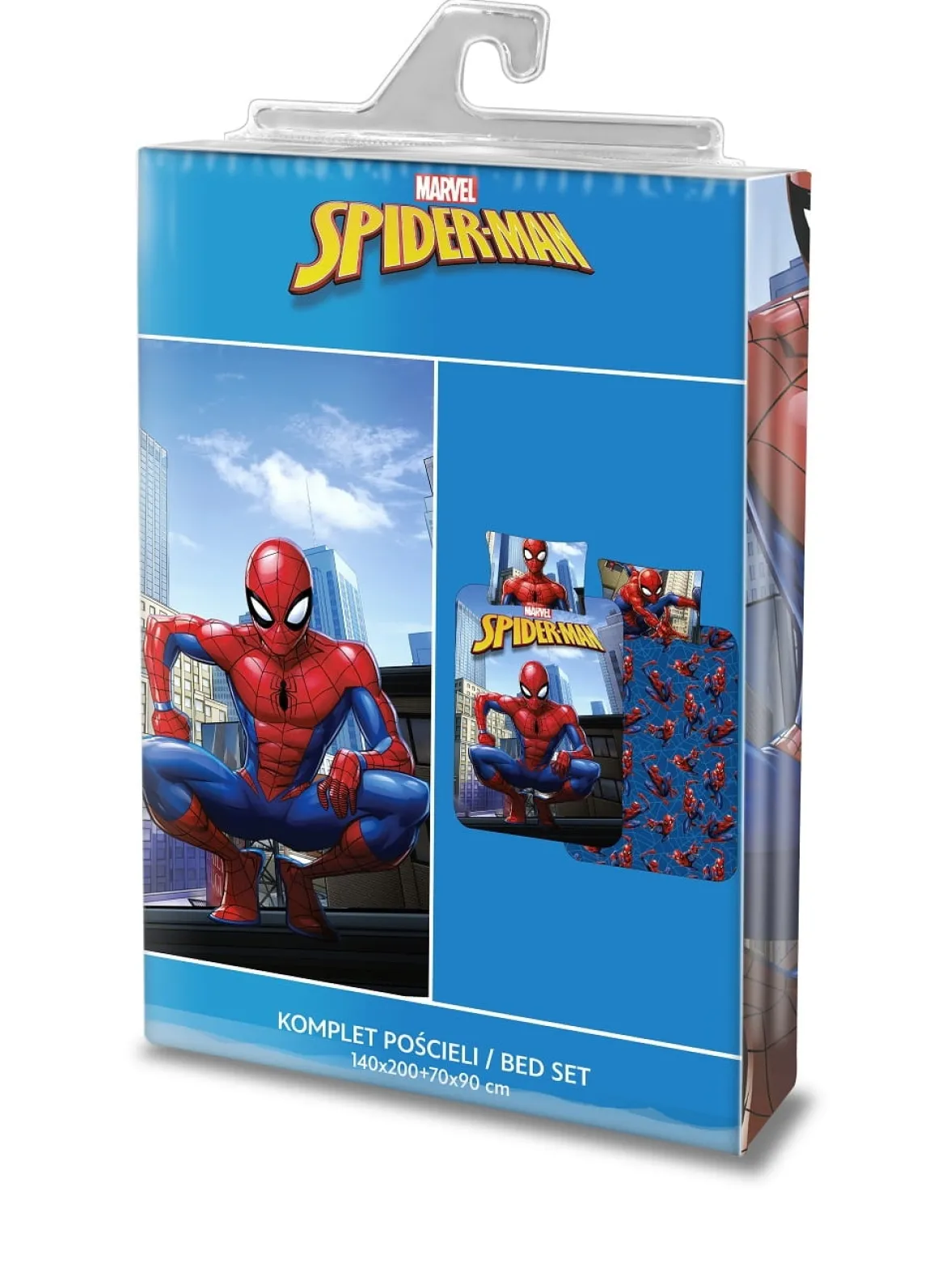 Pościel licencjonowana dziecięca bawełniana niebieska Spiderman 160x200