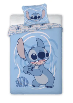 Pościel licencjonowana dziecięca bawełniana niebieska Stitch 160x200