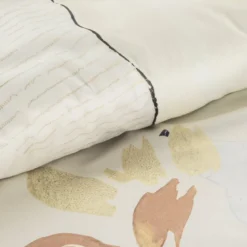 Pościel makosatyna bawełniana kremowo beżowa w kwiaty 220x200 Premium