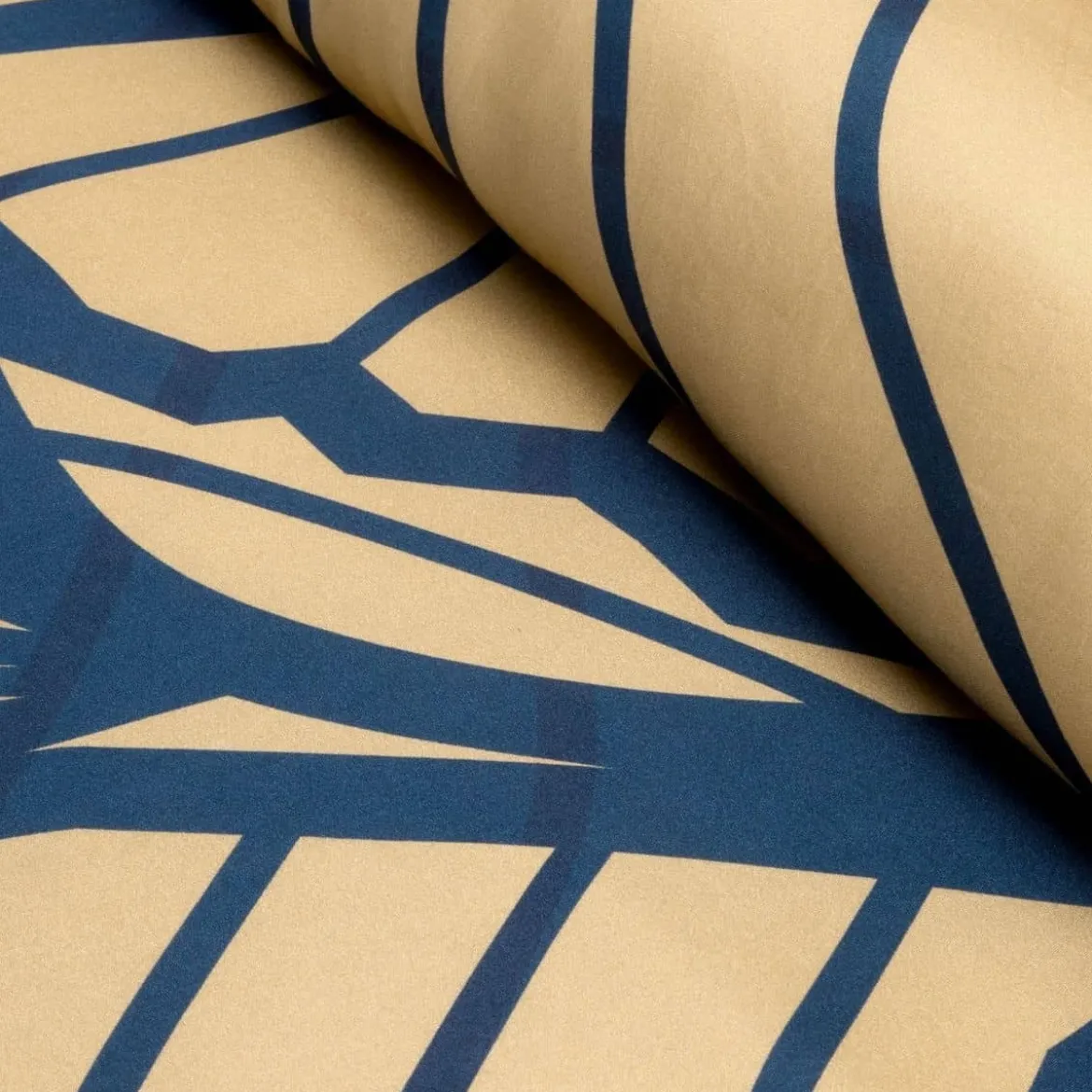 Pościel Musa Tencel granatowo beżowa 220x200 Premium Eurofirany
