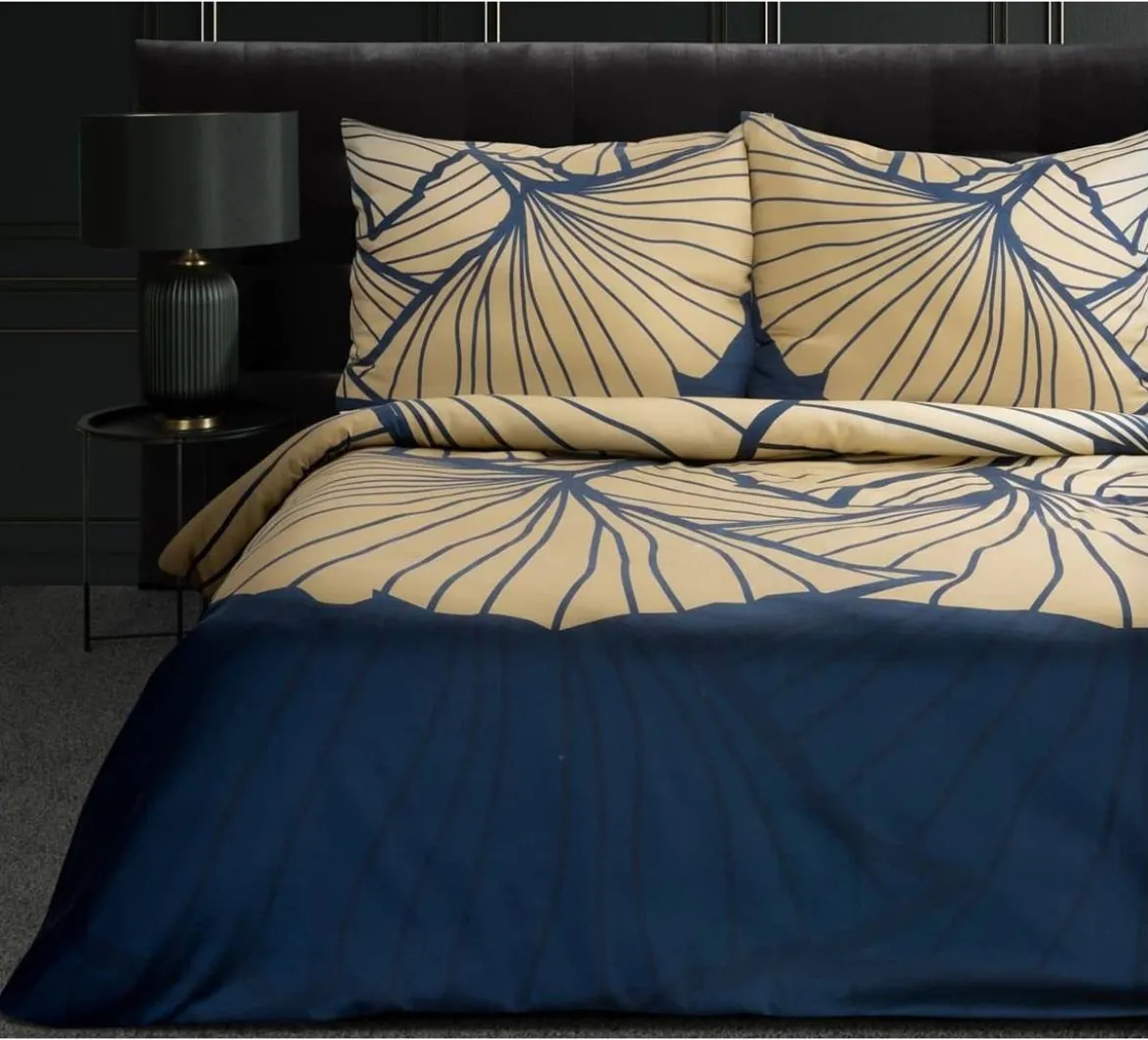 Pościel Musa Tencel granatowo beżowa 160x200 Premium Eurofirany