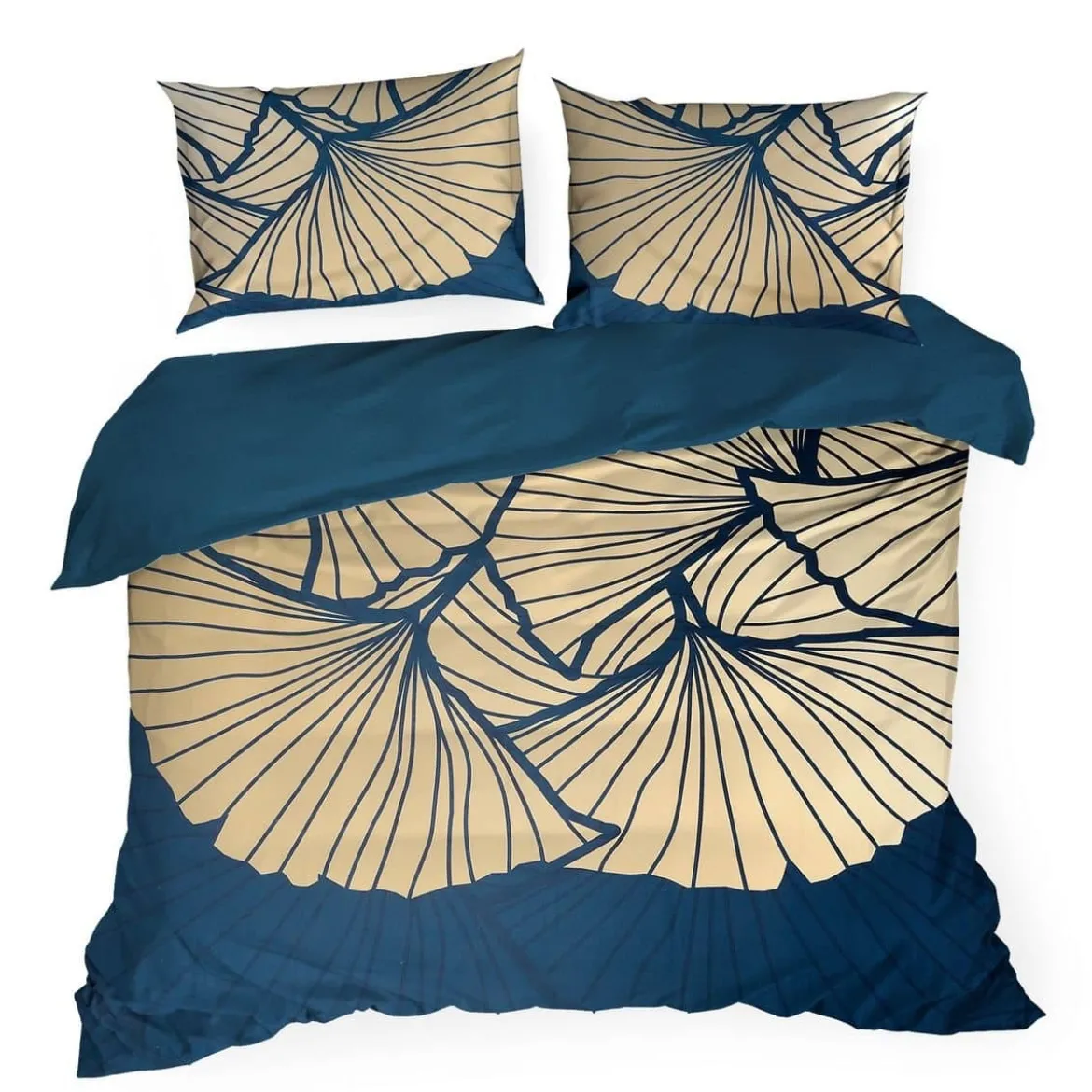 Pościel Musa Tencel granatowo beżowa 160x200 Premium Eurofirany