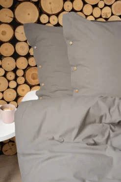 Pościel Pure Eco Line bawełniana 220x200 ciepłoszara z guziczkami