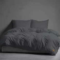 Pościel Pure Eco Line bawełniana 220x200 grafitowa z guziczkami