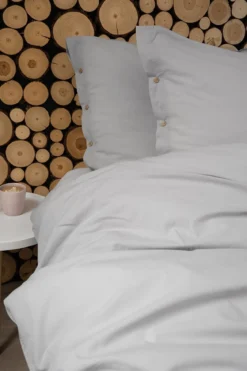 Pościel Pure Eco Line bawełniana 220x200 jasnoszara z guziczkami
