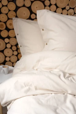 Pościel Pure Eco Line bawełniana 160x200 beżowa z guziczkami