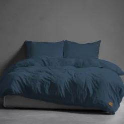 Pościel Pure Eco Line bawełniana 160x200 denim z guziczkami