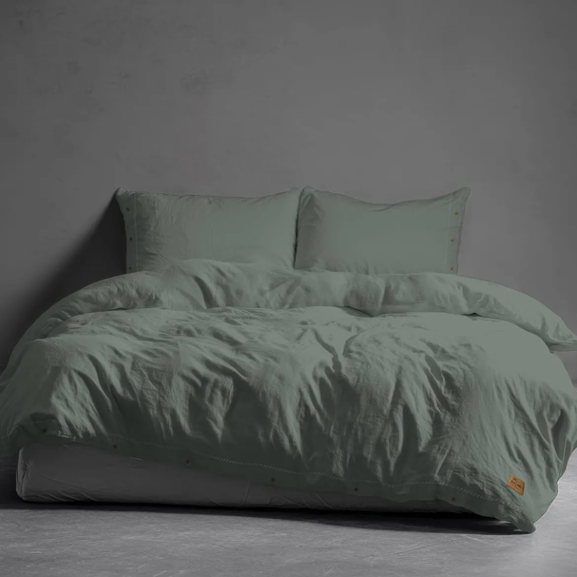 Pościel Pure Eco Line bawełniana 160x200 miętowa z guziczkami