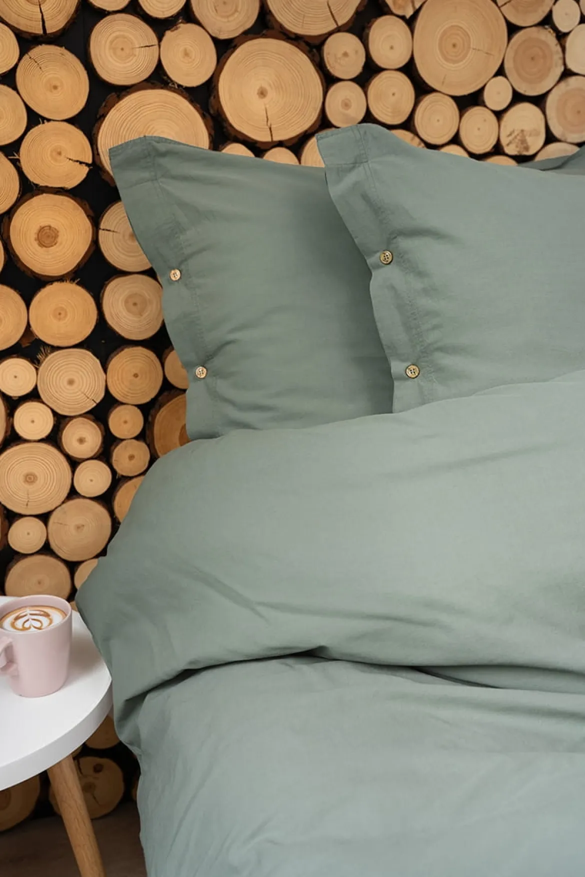 Pościel Pure Eco Line bawełniana 160x200 miętowa z guziczkami