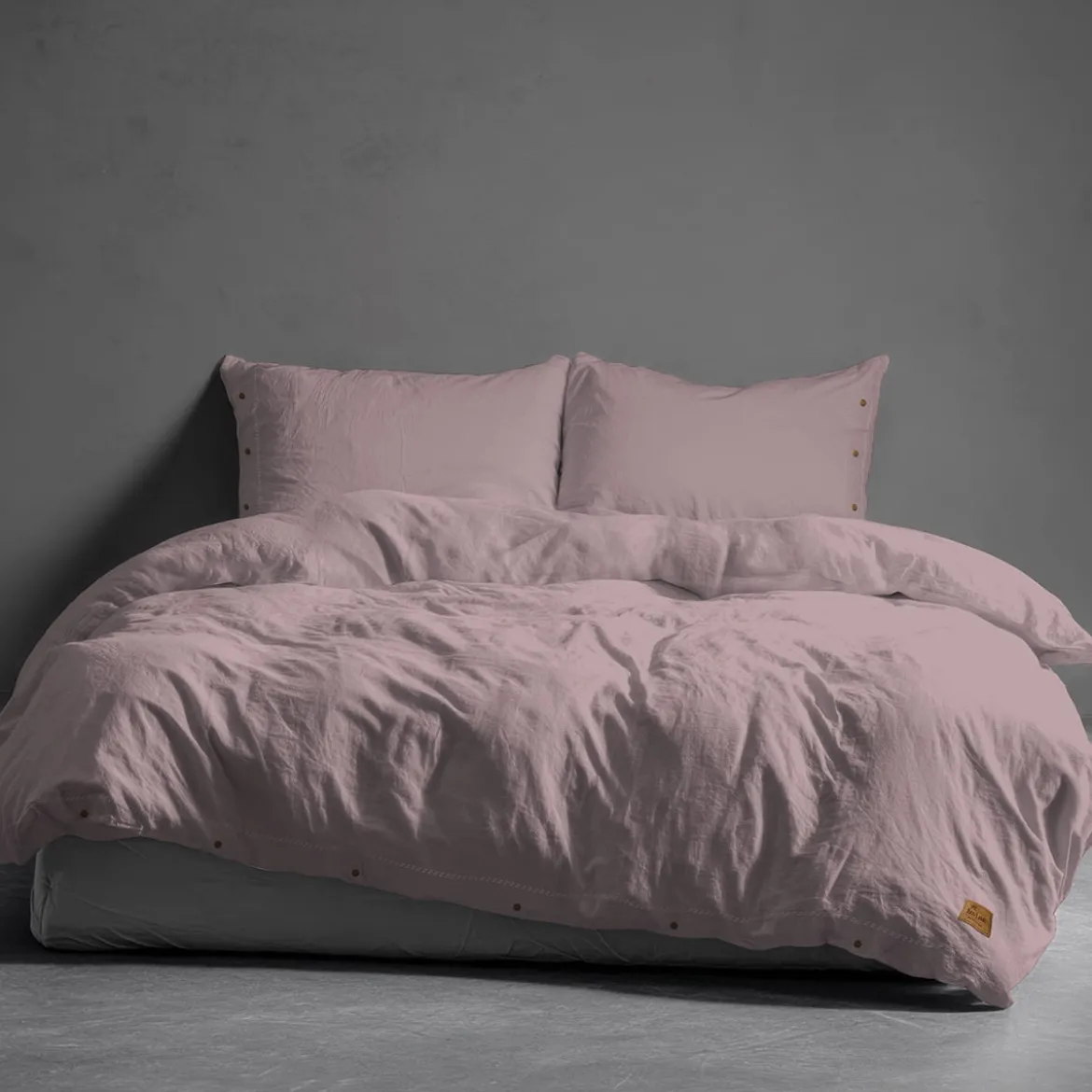 Pościel Pure Eco Line bawełniana 160x200 pudrowy róż z guziczkami