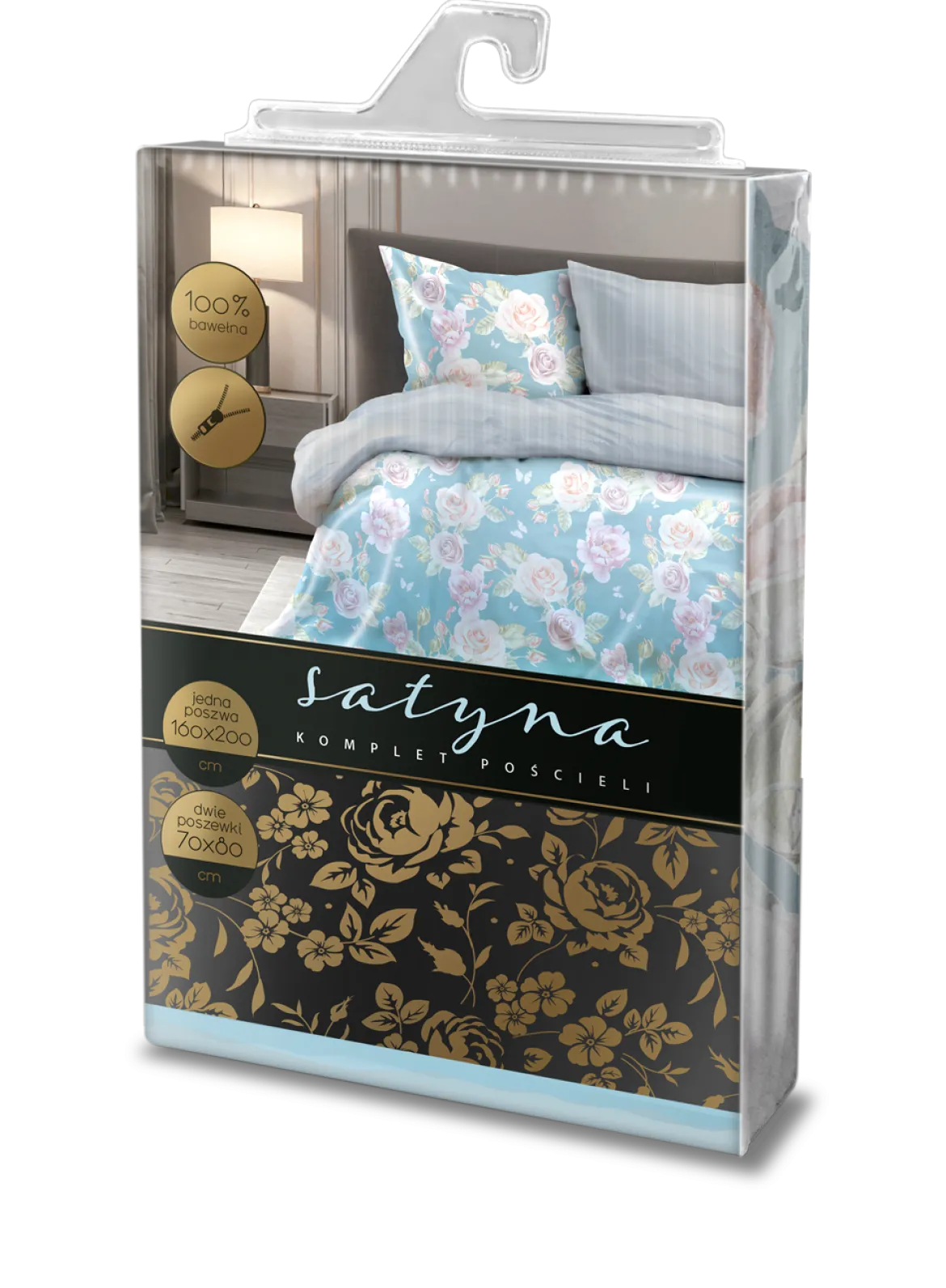 Pościel satyna bawełniana Elegant 220x200 w róże