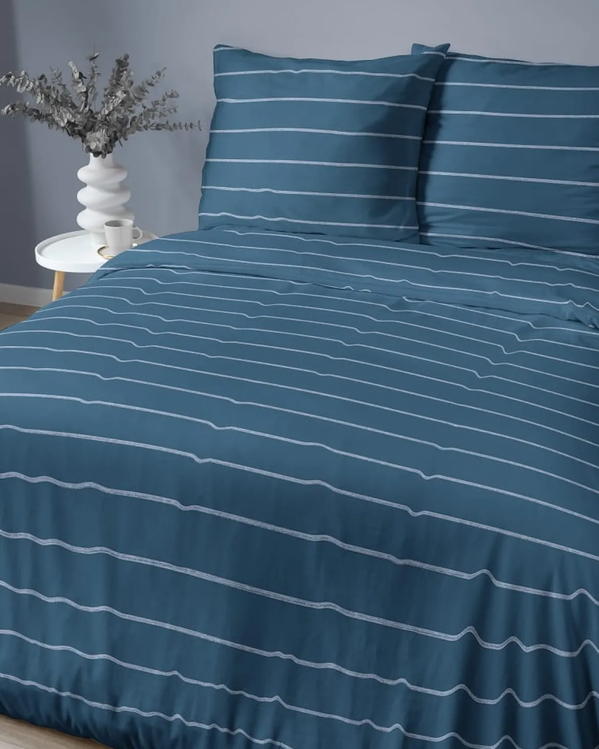 Pościel satyna bawełniana Home Satin granatowa 160x200 w poziome pasy