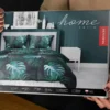 Pościel satyna bawełniana Home Satin 180x200 turkusowe liście monstery