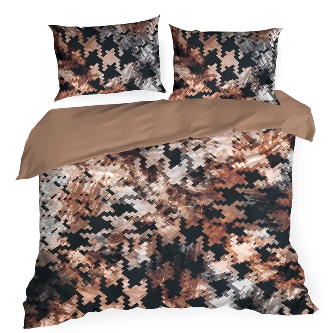 Pościel z naturalnej tkaniny Tencel brązowo czarna 220x200 Premium Eurofirany